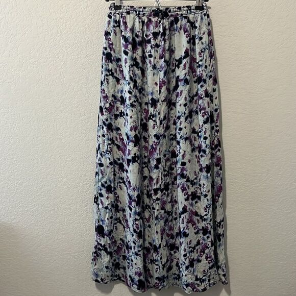 GREYLIN Purple Black and White Watercolor Button Up Maxi Skirt, Size XS - Picture 7 of 10